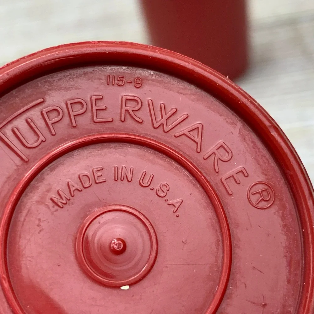 Vintage Tupperware Tumblers Set Of 3 Red‎ Cups Made In USA Retro Kitchen